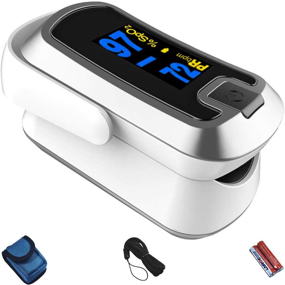  Mibest Silver Dual Color OLED Finger Pulse Oximeter - Monitor Saturation of Oxygen Blood 