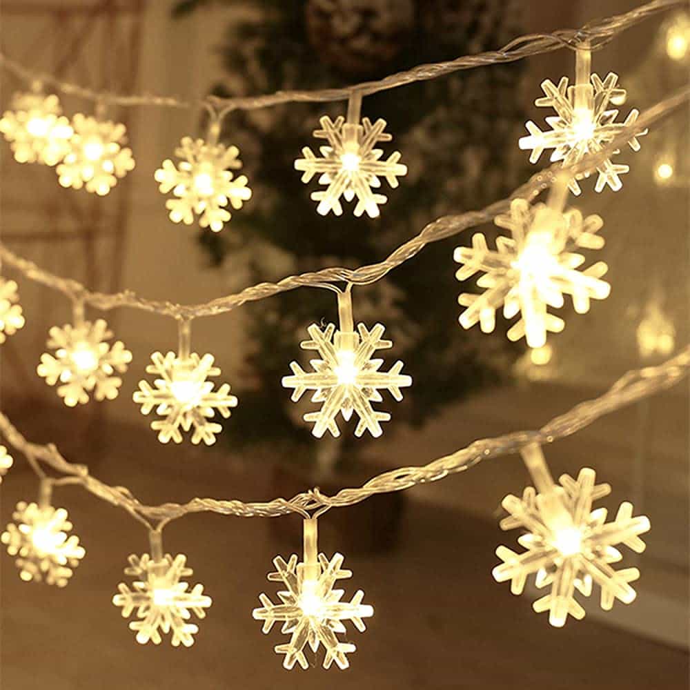  چراغ های کریسمس ، چراغ های رشته ای Snowflake String Lights 20 FT 40 LED 