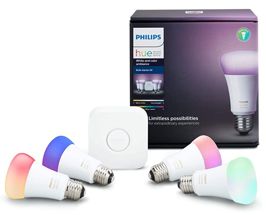  Philips Hue White & Color Ambiance A19 LED Smart Bulb Starter Kit 